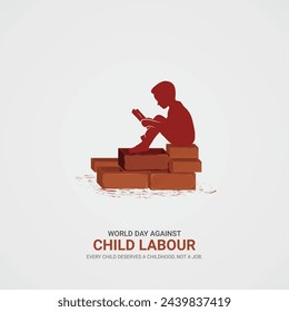 World day against Child labour. Child labour creative ads design 12 June. vector, 3D illustration. 