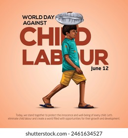 World Day Against Child Labour Concept With Child  sack on the head. abstract vector illustration design
