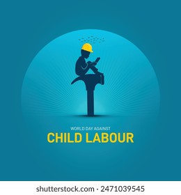 world day against child labour 2024. world day against child labour creative concept banner, poster, social media post, template design, post card etc. 