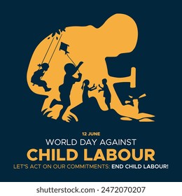 world day against child labour. child working as labour illustration concept, eps. file