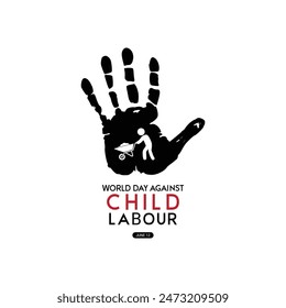 World Day Against Child Labour Illustration with Children Working for the Necessities of Life in Flat for Campaign Templates.