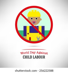 World Day Against Child Labour vector illustration, white background