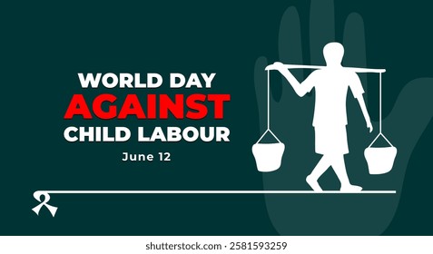 World Day Against Child Labour. Design illustration of children's silhouette working, stop exploitation children.