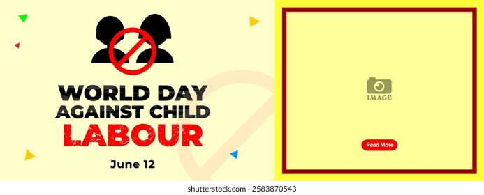 World Day Against Child Labour. Banner design of children's silhouette working, stop exploitation of children.