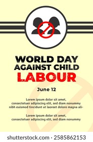 World Day Against Child Labour. Poster design of children's silhouette working, stop exploitation of children.