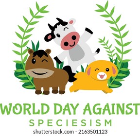 world day against speciesism. happy animal vector