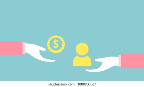 World day against trafficking in persons, exchange between money and user icon (persons), human trafficking concept, vector illustration for graphic design, website or banner