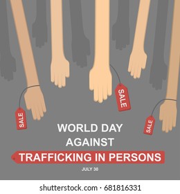 World Day against Trafficking in Persons, 30 July. Human sale and purchase conceptual illustration vector.
