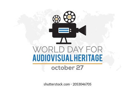 World day for audiovisual heritage banner design with white background. Vector template