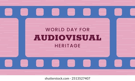 World day for Audiovisual heritage horizontal banner. October 27. Retro colors. Minimal holiday concept. Template for background, social media post, web banner, card, poster with text inscription