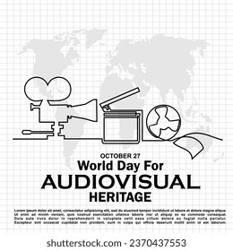 World Day For Audiovisual Heritage, October 27, poster and banner vector