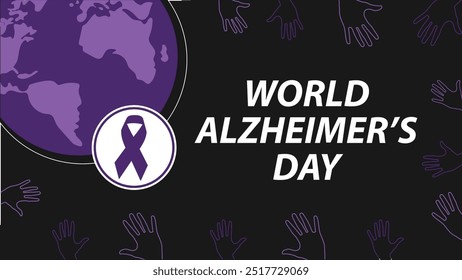 World Alzheimer’s Day banner design with geometric shapes and vibrant colors on a horizontal background.