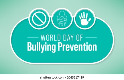 World day of Bullying prevention is observed every year in October, to focus and raise awareness on bullying. Vector illustration