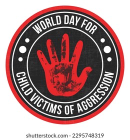World Day for Child Victims of Aggression On June 4 Design, Badge, Vintage Tshirt, Vintage Logo, Retro Badge, Seal, Emblem, Tag, Label, Sticker, Stamp Vector Illustration With Grunge Texture