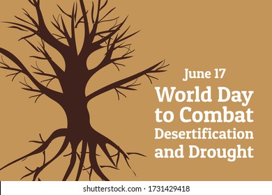 Día Mundial de Lucha contra la Desertificación y la Sequía. 17 de junio. Concepto de vacaciones. Plantilla para fondo, banner, tarjeta, afiche con inscripción de texto. Ilustración del vector EPS10