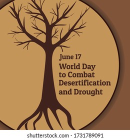 The World Day to Combat Desertification and Drought. June 17. Holiday concept. Template for background, banner, card, poster with text inscription. Vector EPS10 illustration