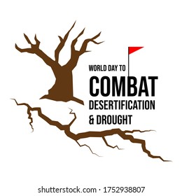 World Day to Combat Desertification and Drought banner with Desert cracked texture background vector design.