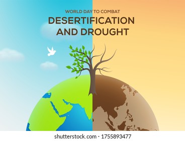 world day to combat desertification and drought vector, on 17 june