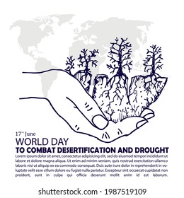  World day to combat desertification and drought sketch and illustration