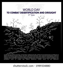 World day to combat desertification and drought sketch and illustration