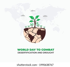 Día Mundial De Lucha Contra La Desertificación Y La Sequía. 17 de junio. Plantilla para fondo, banner, tarjeta, afiche. ilustración vectorial.