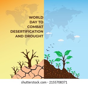 World Day Combat Desertification And Drought. Template for background, banner, card, poster. vector illustration.