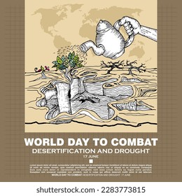Día Mundial de la Lucha contra la Desertificación y la Sequía, cartel y vectores de pancartas