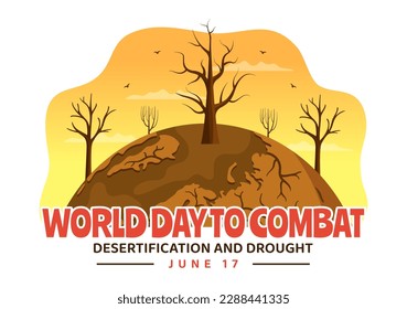 World Day to Combat Desertification and Drought Vector Illustration with Turning the Desert Into Fertile Land and Pastures in Hand Drawn 