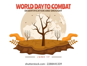 World Day to Combat Desertification and Drought Vector Illustration with Turning the Desert Into Fertile Land and Pastures in Hand Drawn 