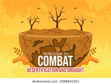 World Day to Combat Desertification and Drought Vector Illustration with Turning the Desert Into Fertile Land and Pastures in Hand Drawn 