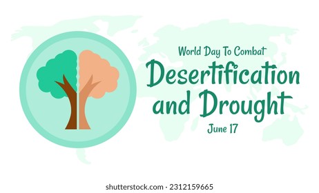 World Day to Combat Desertification and Drought poster with tree icon and global map in flat design