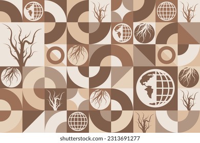 World Day to Combat Desertification and Drought. June 17. Seamless geometric pattern. Template for background, banner, card, poster. Vector EPS10 illustration