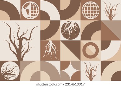 World Day to Combat Desertification and Drought. June 17. Seamless geometric pattern. Template for background, banner, card, poster. Vector EPS10 illustration