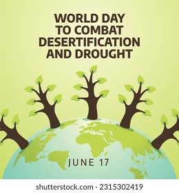 World Day to Combat Desertification and Drought design template for celebration. tree and earth vector design. drought and desertification combat. flat tree design.