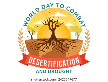 World Day to Combat Desertification and Drought Vector Illustration with Turning the Desert Into Fertile Land and Pastures in Nature Flat Background