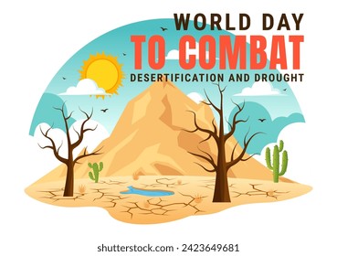 World Day to Combat Desertification and Drought Vector Illustration with Turning the Desert Into Fertile Land and Pastures in Nature Flat Background