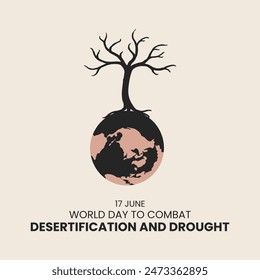 world day to combat desertification and drought (international). 17 june 2024. world day to combat desertification and drought social media post design.