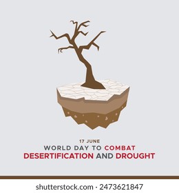 World Day to Combat Desertification and Drought. 17 june, social media post design.