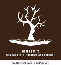 World Day to Combat Desertification and Drought with tree illustration and dark background. eps file.
