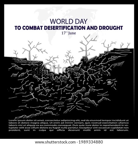 World day to combat desertification and drought sketch and illustration