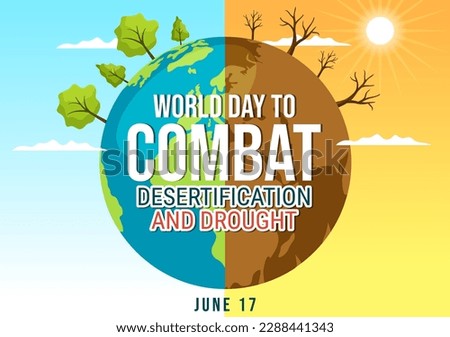 World Day to Combat Desertification and Drought Vector Illustration with Turning the Desert Into Fertile Land and Pastures in Hand Drawn 