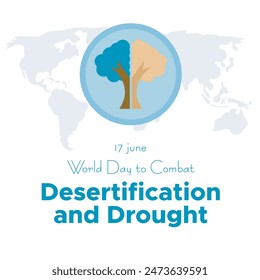 World Day to Combat Desertification and Drought.17 june. world map in background. eps file.