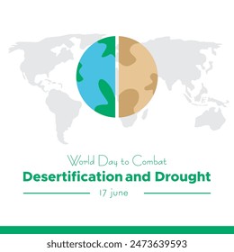 World Day to Combat Desertification and Drought.17 june. world map in background. eps file.