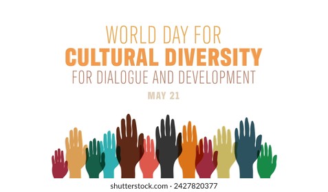 Día Mundial de la Diversidad Cultural para el Diálogo y el Desarrollo. Ilustración de silueta de mano con diferentes colores