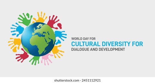 Día Mundial de la Diversidad Cultural para el Diálogo y el Desarrollo concepto creativo Anuncio, afiche, publicación en las redes sociales, tarjeta de felicitación, volante, festón, etc. 