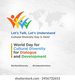 World Day for Cultural Diversity for Dialogue and Development, 21st may. 1x1 Ratio Post Design Vector Template