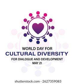 Dia Mundial da Diversidade Cultural para o Diálogo e o Desenvolvimento. Celebrado todos os anos em 21 de maio. Adequado para banners, modelos, cartões de saudação, mídia social etc
