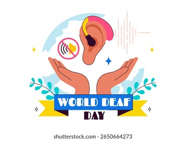 World Day of the Deaf Vector Illustration on September 26 to Raise Awareness About Hearing Loss Prevention and Ear Treatment in a Flat Background