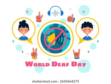 World Day of the Deaf Vector Illustration on September 26 to Raise Awareness About Hearing Loss Prevention and Ear Treatment in a Flat Background