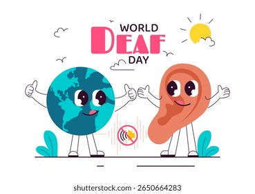 World Day of the Deaf Vector Illustration on September 26 to Raise Awareness About Hearing Loss Prevention and Ear Treatment in a Flat Background